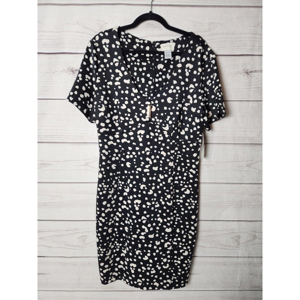 NWT Brocade & Ivy Women's Black & White Floral Short Sleeve Midi Dress‎ Size 14